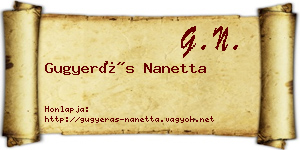 Gugyerás Nanetta névjegykártya